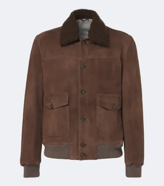 Eleventy Shearling-lined suede jacket
