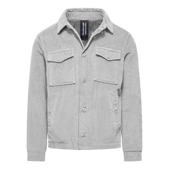 Bomboogie Corduroy Jas met Patchzakken - Heren - Jassen - Grijs - Maat: L Corduroy