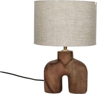 POMAX L&aacute;mpara peque&ntilde;a de madera marr&oacute;n