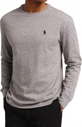 Ralph Lauren Soft Cotton Crewneck Long Sleeve T-Shirt In Grey