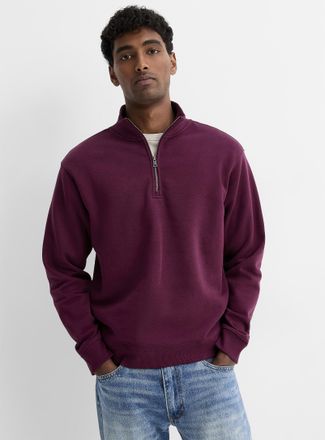 Le 31 Mens Fleece-lined zip-neck sweatshirt