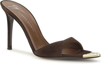 Giuseppe Zanotti Womens Mules Sandals Intrigo Jewelry Black Calf Leather