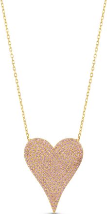 SHYMI Large Pav&eacute; Heart Necklace -.925 Sterling Silver, 14k Gold-Plated - Rhodium Plated, Cubic Zirconia Pav&eacute; Detailing, Adjustable Chain
