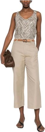 Brunello Cucinelli Pantaloni cropped - - Trousers - Donna - Beige - M