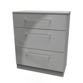 Welcome Furniture Wellington Ready Assembled Deep Chest of Drawers with 3 Drawers - Uniform Matt & Dusk Grey - Welcome Furniture | TJ Hughes