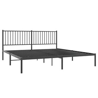 Berkfield Home Metal Bed Frame with Headboard Black 180x200 cm Super King