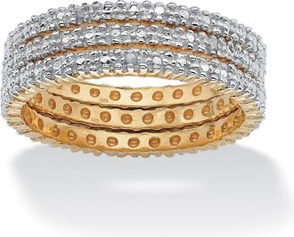 Palm Beach Jewelry 3 Piece Diamond Accented Eternity Band Set 14k Gold Over.925 Sterling Silver