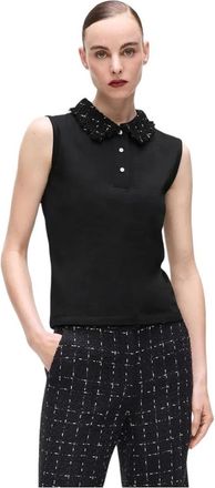 Karl Lagerfeld Wolmix Top - Dames - Tops zonder mouwen - Zwart - S - Wol - Tops