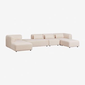 Sklum Sklum - Sof&aacute; Modular Chaise Longue Izquierdo De 4 Piezas Con Div&aacute;n Y Puff Fogler