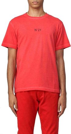N&deg;21 Rode T-shirt met uniek ontwerp - Heren - T-shirts - Rood - M - Katoen - Tops