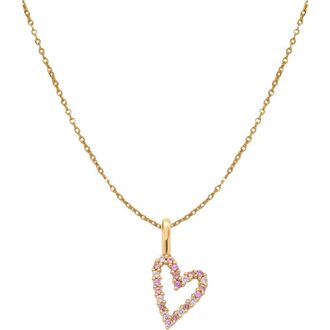 Made by Mary Pink CZ Heart Charm Necklace in Gold at Nordstrom, Size 16