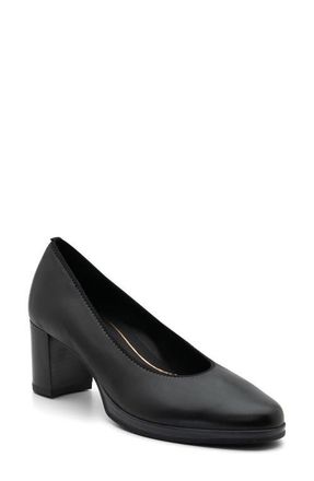 Ara Block Heel Pump in Black Nappa Leather at Nordstrom, Size 7.5