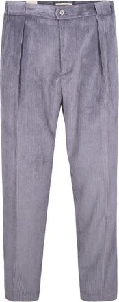 BRIGLIA 1949 Tailored Grey Ribbed Velvet Trousers With Pressed Crease