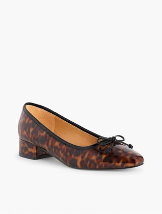 Talbots Vanessa Patent Leather Block Heel Pumps - Tortoiseshell - Brown - 6 1/2 M Talbots
