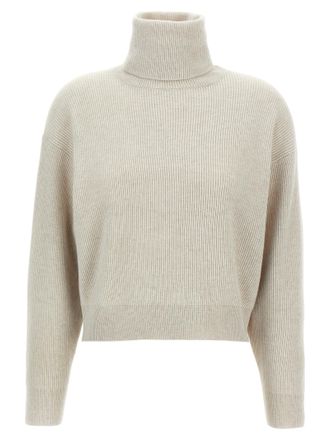 Brunello Cucinelli Ribbed Turtleneck Sweater Sweaters And Cardigans Beige