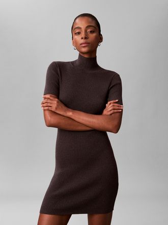 Calvin Klein Jeans Minikleid CALVIN KLEIN JEANS, Damen, Gr. XXL (46), N-Gr, coal, Strick, Obermaterial: 65% Polyester, 35% metallisierte Fasern, unifarben, figurbetont m