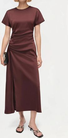 SIMKHAI Marabella Draped Midi Dress In Mahogany
