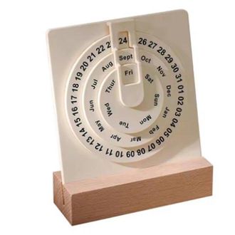 OEM Calendario De Escritorio, Peque&ntilde;o Calendario De Escritorio Redondo Giratorio Con Base De Madera, Semana Y D&iacute;a, Calendario De Rueda