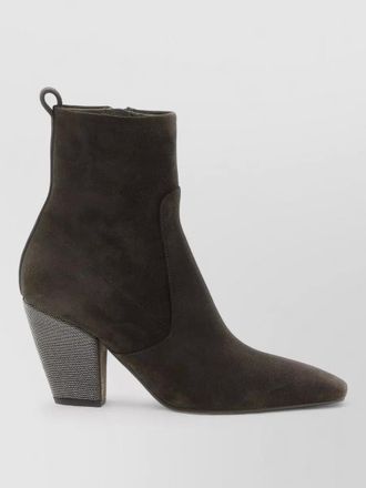 Brunello Cucinelli suede precious heel ankle boots