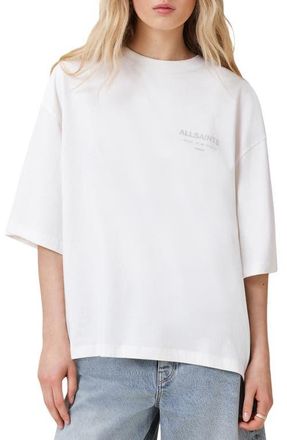 AllSaints Under Amelie Oversize Cotton Graphic T-Shirt in White at Nordstrom, Size X-Small