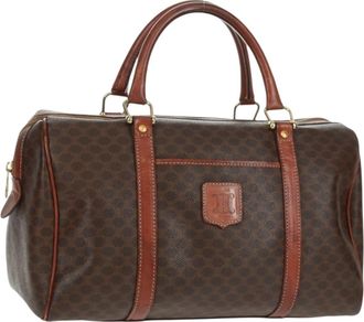 Celine Macadam Handbag Macadam With Leather Brown Pvc Handbag (Pre-Owned)