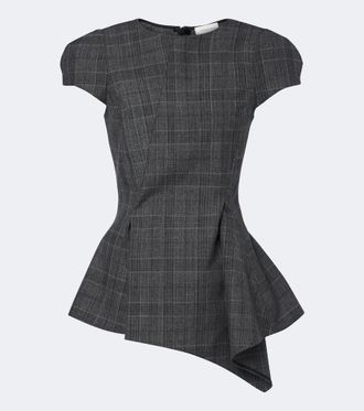 Magda Butrym Checked draped virgin wool top