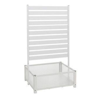 Hhg [nunca Usado] Jardinera De Aluminio Con Enrejado Hhg-574, Macetero Con Espaldero, 158 X 90 X 75 Cm, Blanco