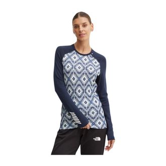 Helly Hansen Lifa Merino Midweight Graphic Long-Sleeve Crew - Dames - Outdoor shirts - Blauw - XL - Wol - Fitness