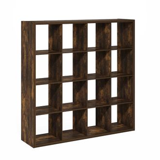Furinno Cubicle Open Back Decorative Cube Storage Organizer, 16-Cube, Amber Pine