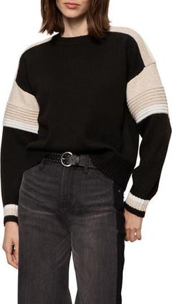 Sanctuary Sporty Stripe Crewneck Sweater in Black/Multi at Nordstrom Rack, Size Xx-Small