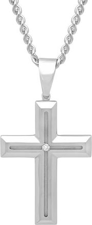 Robert Alton 03 CTW Stainless Steel Mens Diamond Cross Necklace