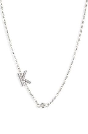 Meshmerise Bezel Diamond Initial Chain Necklace - 0.2ct. in White-K at Nordstrom Rack