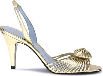 Valentino Garavani Gold Calf Leather Bos Taurus Stiletto Heel Womens Sandals