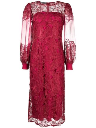Alberta Ferretti Abito midi con pizzo - Rosso