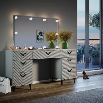 Vicco Tocador Anett, Gris, 150 Cm Con Iluminaci&oacute;n Led, Vicco