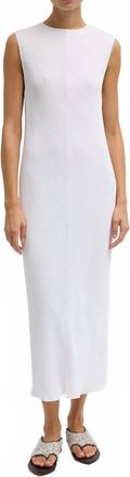 Tibi Plisse Sleeveless Bias Dress In White