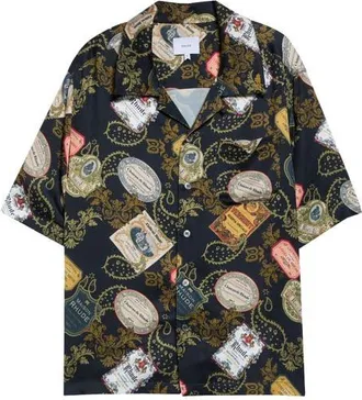 Rhude Vin Bandana Print Camp Shirt in Black Multi at Nordstrom, Size Xx-Large