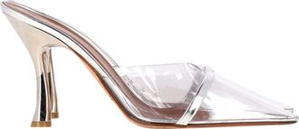 Malone Souliers Joella Mules in Silver Patent Leather and PVC