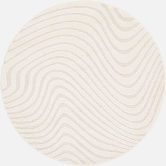 Sweeek Sweeek - Alfombra Interior Con Motivos Ondulados En Relieve, Crema 160cm, Chuck, Crema, 160x160x1.4 Cm