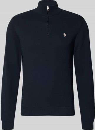 Review Troyer mit Logo-Stitching und kurzem Rei&szlig;verschluss in Marine, Gr&ouml;&szlig;e XXL