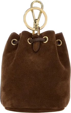 Prada Womens Chocolate Suede Pouch Cacao 1 Portachiavi Keychains