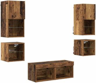 vidaXL TV Wall Units 8 pcs Old Wood Engineered Wood vidaXL
