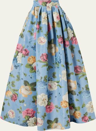 Carolina Herrera Floral Pleated Faille Ball Skirt
