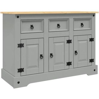 vidaXL Vidaxl - Aparador Corona Madera Maciza Pino Mexicano Gris 112x43x78 Cm