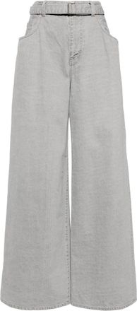 sacai wide-leg belted jeans - women - Cotton - 0 - Grey