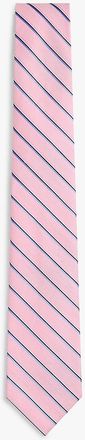 Tommy Hilfiger Mens Stripe Linen-Silk Blend Tie - Pink