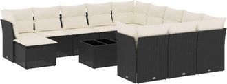 vidaXL Set De Sof&aacute;s De Jard&iacute;n Y Cojines 13 Pzas Rat&aacute;n Sint&eacute;tico Negro Vidaxl