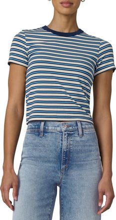 Joe's The Baby Stripe Stretch Cotton Modal T-Shirt in Ecru/azure Stripe at Nordstrom, Size X-Small