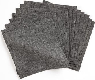 Solino Home Linen Cocktail Napkins Set of 12, 6 x 6 Inch for Dining Table, Holiday and Everyday Table Decor - Athena in Charcoal Grey at Nordstrom