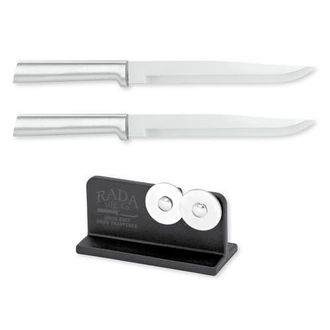 Rada Cutlery 7-Inch Slicer Knife Set of 2 & Quick Edge Knife Sharpener in Silver at Nordstrom